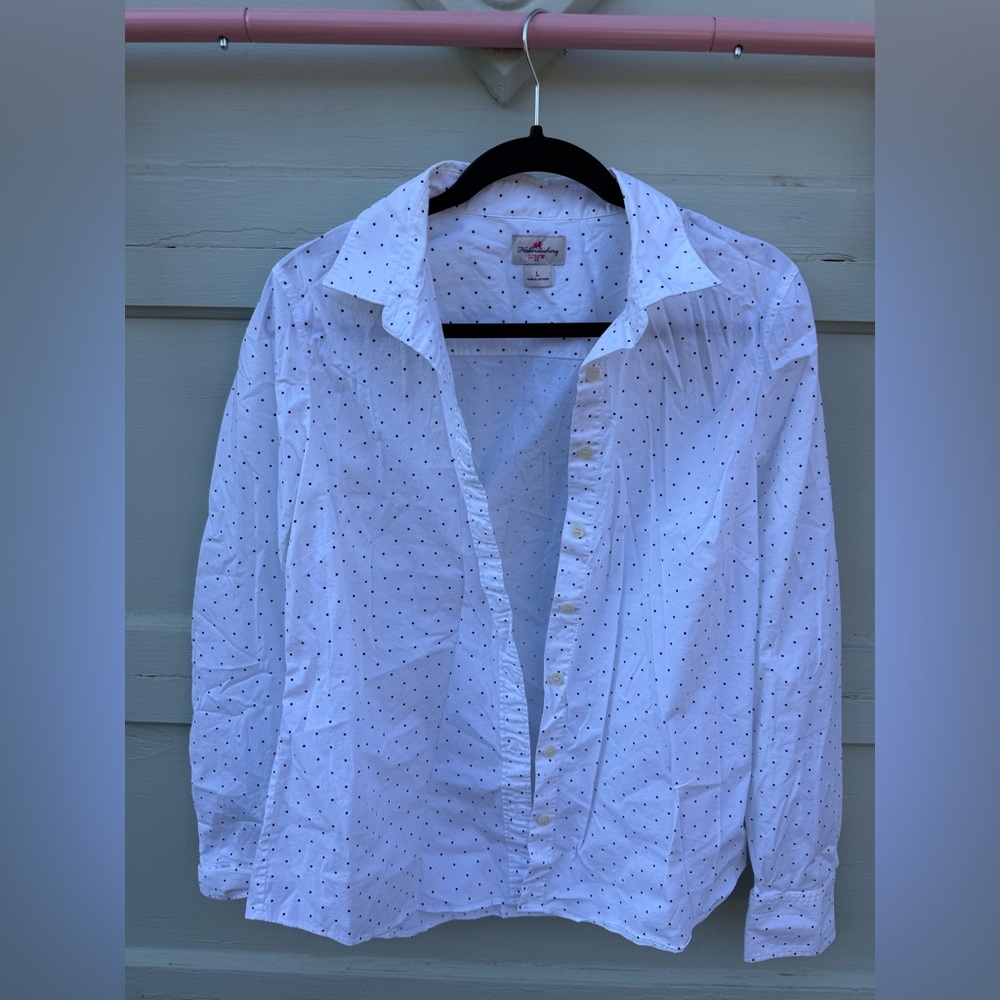J. Crew White and Black Polka Dot Men's Shirt